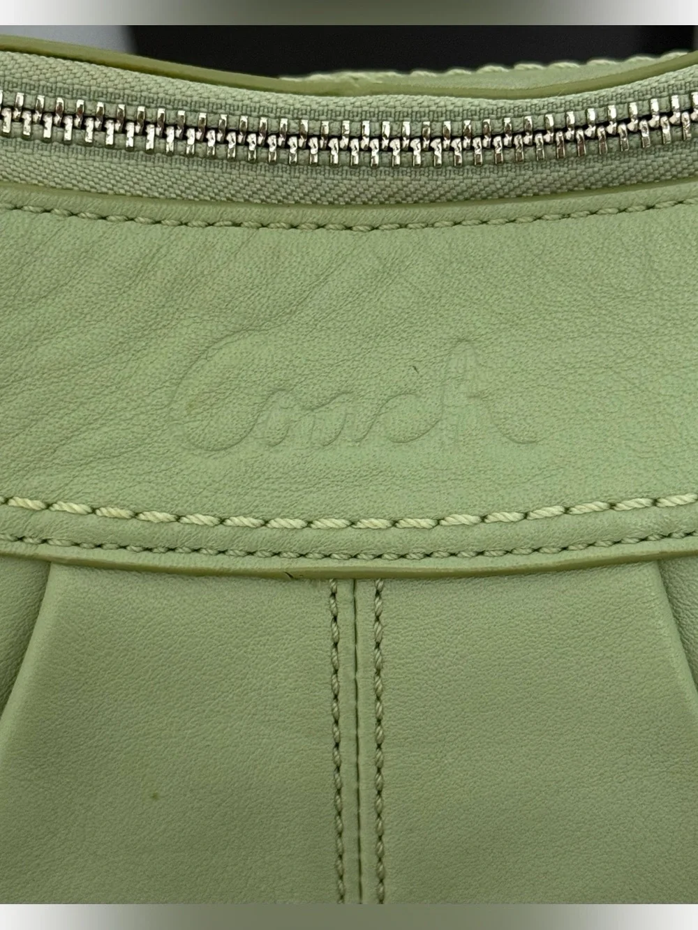 COACH Soho Pleated Hobo F13764 CELERY GREEN Leather Shoulder Crossbody Bag